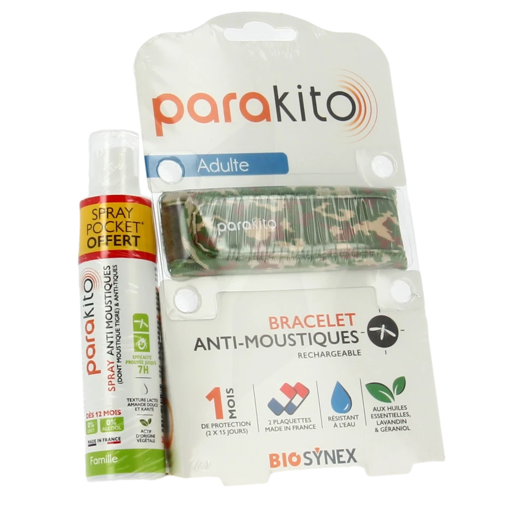 Parakito Bracelet Anti-moustique Adulte Camouflage +spray Offert 30ml