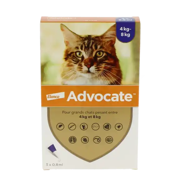 Advocate 80 Mg + 8 Mg Solution Pour Spot-on Pour Grands Chats, Solution Pour Spot-on