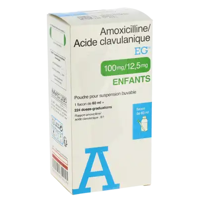 Amoxicilline/acide Clavulanique Eg Labo-laboratoires Eurogenerics 100 Mg/12,5 Mg Par Ml Enfants, Poudre Pour Suspension Buvable En Flacon (rapport Amoxicilline/acide Clavulanique : 8/1) à CHASSE SUR RHÔNE