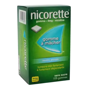 Nicorette Menthe Glaciale 4 Mg Sans Sucre, Gomme à Mâcher Médicamenteuse édulcorée Au Xylitol Et à L'acésulfame Potassique à AUBEVOYE