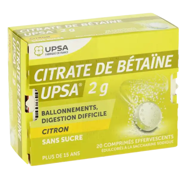 Citrate De Betaine Citron Upsa 2 G Sans Sucre, Comprimé Effervescent édulcoré à La Saccharine Sodique