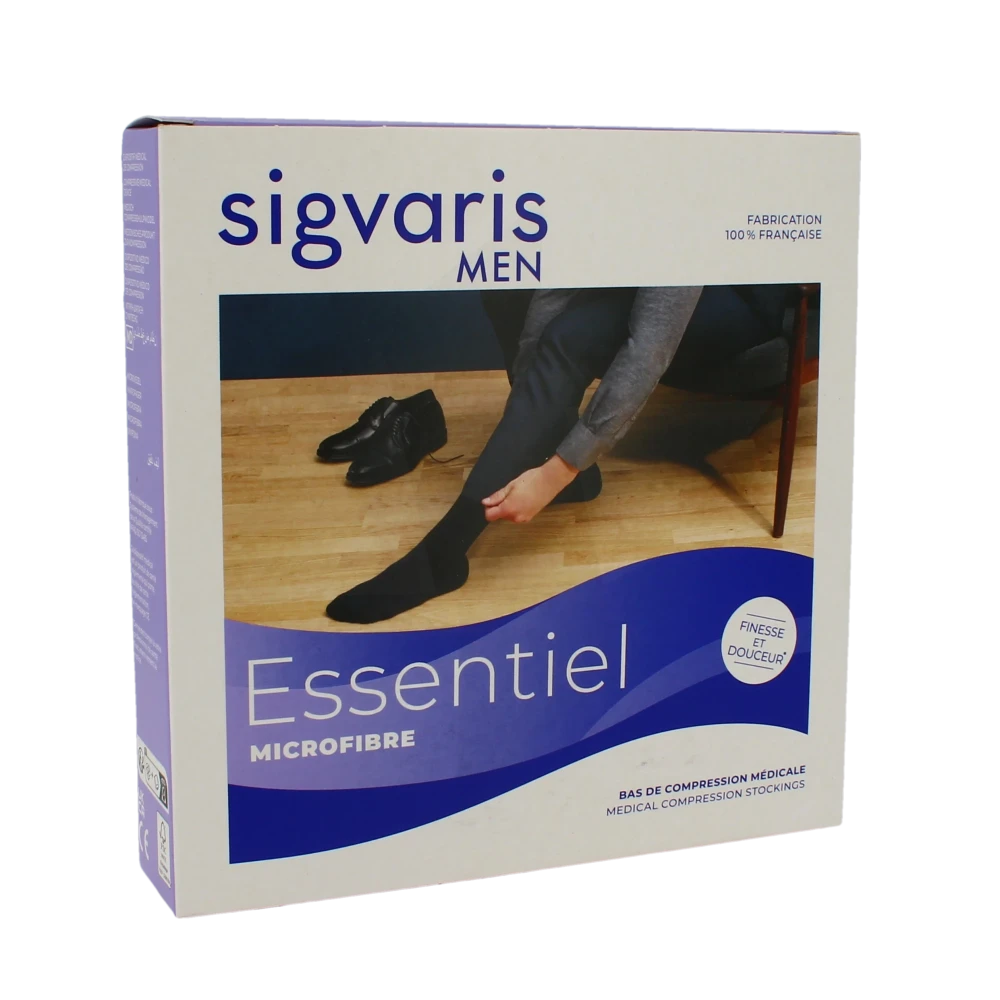 Sigvaris Essentiel Urban Microfibre Bas Auto-fixants Morpho- Classe 2 Homme Noir Normal S