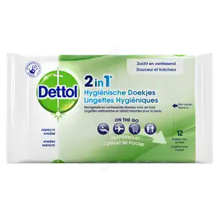 Dettol Lingettes Hygiéniques Désinfectantes 2 En 1 Sachet/12 à Voiron