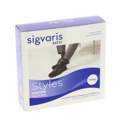 Sigvaris Styles Motifs Rayures Chaussettes  Homme Classe 2 Ardoise Medium Long à Noisy-le-Sec