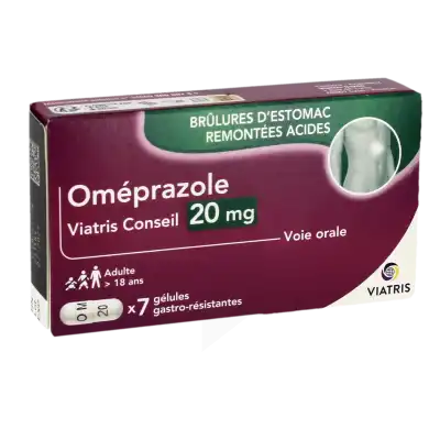 OMEPRAZOLE VIATRIS CONSEIL 20 mg, gélule gastro-résistante