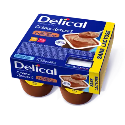Delical Crème Dessert Sans Lactose Nutriment Chocolat 4pots/200g à SEYNOD