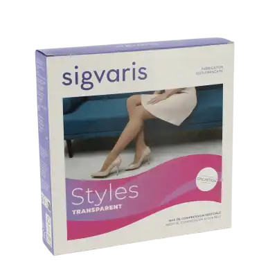 Sigvaris Styles Transparent Bas Auto-fixants  Femme Classe 2 Noir Large Normal à Monsempron-Libos