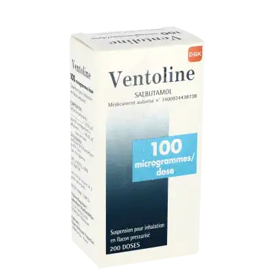 Ventoline 100 Microgrammes/dose, Suspension Pour Inhalation En Flacon Pressurisé à CUERS