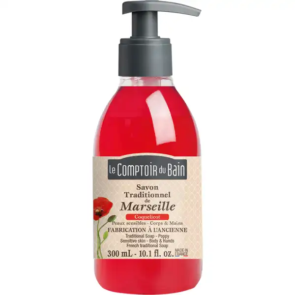 Le Comptoir Du Bain Savon Traditionnel De Marseille Coquelicot Fl Pompe/300ml