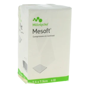 Mesoft Compresse Non Stérile Non Tissée 7,5 X 7,5 Cm Boîte De 100