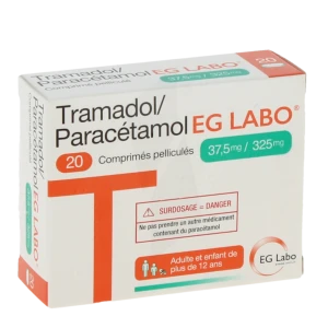 Tramadol/paracetamol Eg Labo 37,5 Mg/325 Mg, Comprimé Pelliculé