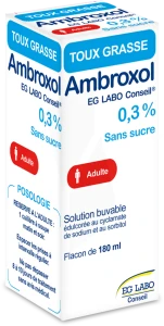 Ambroxol Eg Labo Conseil 0,3 Pour Cent Sans Sucre, Solution Buvable édulcorée Au Cyclamate De Sodium Et Au Sorbitol