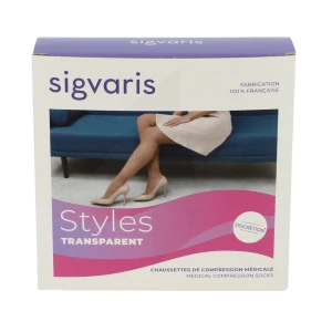 Sigvaris Styles Transparent Chaussettes  Femme Classe 2 Noir Medium Long