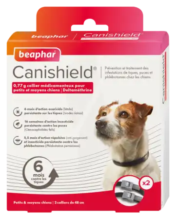 Canishield 0,77 G Collier Medicamenteux Pour Petits Et Moyens Chiens, Collier Médicamenteux