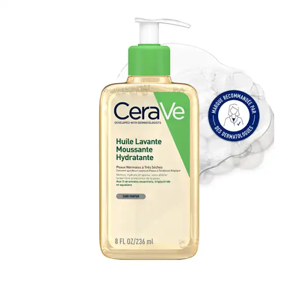 Cerave Huile Lavante Moussante Hydratante Pour Les Peaux Normales à Très Sèches Et Les Peaux à Tendance Atopique Flacon Pompe/236ml