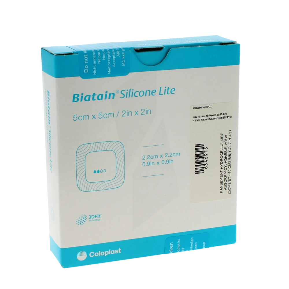 Biatain Sili Lite Pansement Hydr Alv 5 X 5 Cm Boîte De 5