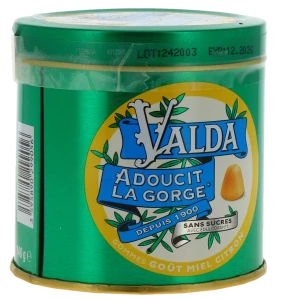 Valda Sans Sucre Gommes à Mâcher Miel Citron Boîte De 140 G