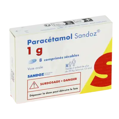 Paracetamol Sandoz 1 G, Comprimé Sécable à Paris