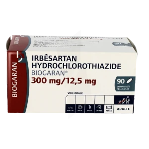 Irbesartan/hydrochlorothiazide Biogaran 300 Mg/12,5 Mg, Comprimé Pelliculé