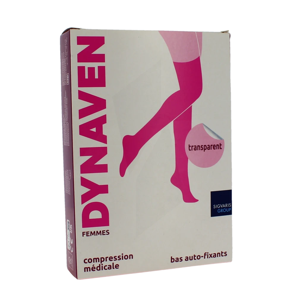 Sigvaris Dynaven Transparent Bas Auto-fixants Classe 2 Femme Noir Long L