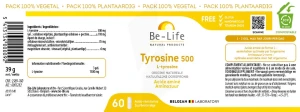 Be-life Tyrosine 500 Gélules B/60
