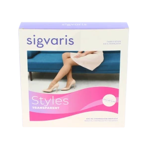 Sigvaris Styles Transparent Bas Auto-fixants Po Femme Classe 2 Beige 110 Small Normal