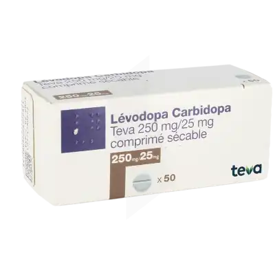 Levodopa Carbidopa Teva 250 Mg/25 Mg, Comprimé Sécable à LA TREMBLADE