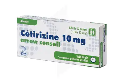 CETIRIZINE ARROW CONSEIL 10 mg Cp pell séc Plq/7