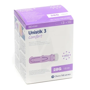 Unistik 3 Comfort Auto-piqueurs à Usage Unique Lancettes 28g Pour Tests De Glycémie 1,8mm