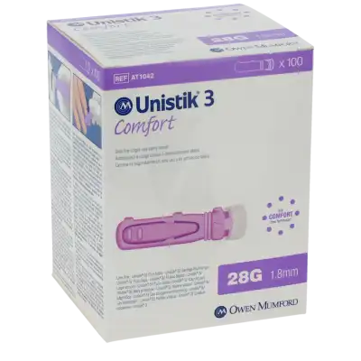 Unistik 3 Comfort Auto-piqueurs à Usage Unique Lancettes 28g Pour Tests De Glycémie 1,8mm à Obernai