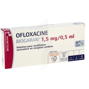 Ofloxacine Biogaran 1,5 Mg/0,5 Ml, Solution Pour Instillation Auriculaire En Récipient Unidose