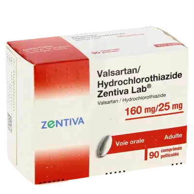 VALSARTAN HYDROCHLOROTHIAZIDE ZENTIVA LAB 160 mg/25 mg, comprimé pelliculé