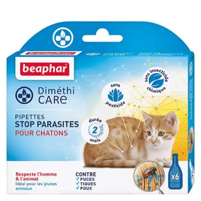 Beaphar Dimethicare pipettes stop parasites pour Chatons au Diméthicone 6 pipettes x 0,75ml