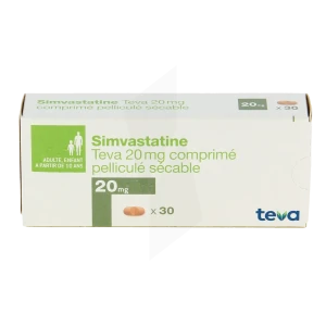 Simvastatine Teva 20 Mg, Comprimé Pelliculé Sécable