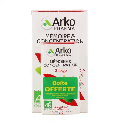 Arkogélules Mémoire & Concentration Ginkgko Bio Lot 150 + 45 Gélules à CANALS