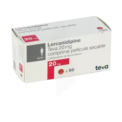 Lercanidipine Teva 20 Mg, Comprimé Pelliculé Sécable à PEYNIER