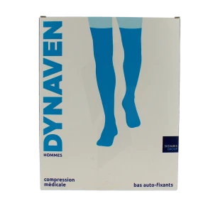 Sigvaris Dynaven Semi-opaque Fin Bas Auto-fixants Classe 2 Homme Noir Long Xl