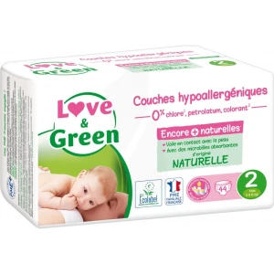 Love & Green Couches Hypoallergéniques T2 (3-6kg) Paquet/44