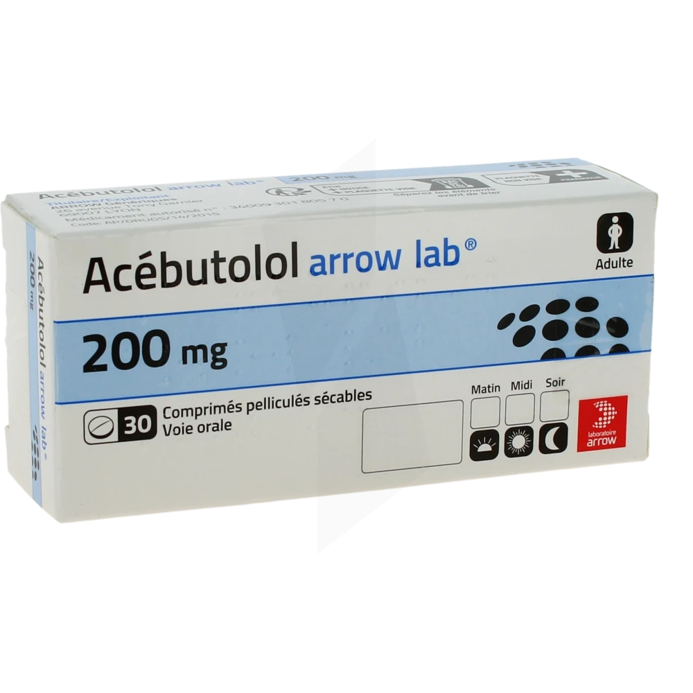 Acebutolol Arrow Lab 200 Mg, Comprimé Pelliculé Sécable