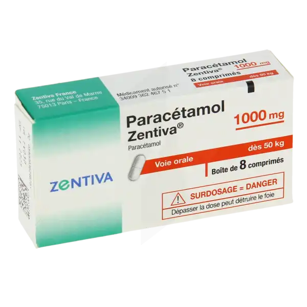 Paracetamol Zentiva 1000 Mg, Comprimé