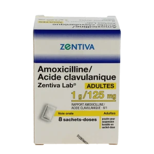 Amoxicilline/acide Clavulanique Zentiva Lab 1 G/125 Mg Adultes, Poudre Pour Suspension Buvable En Sachet-dose (rapport Amoxicilline/acide Clavulanique : 8/1)