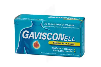 GAVISCONELL SANS SUCRE FRAISE, comprimé à croquer édulcoré au xylitol, au mannitol et à l'aspartam