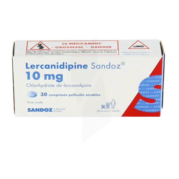 Lercanidipine Sandoz 10 Mg, Comprimé Pelliculé Sécable