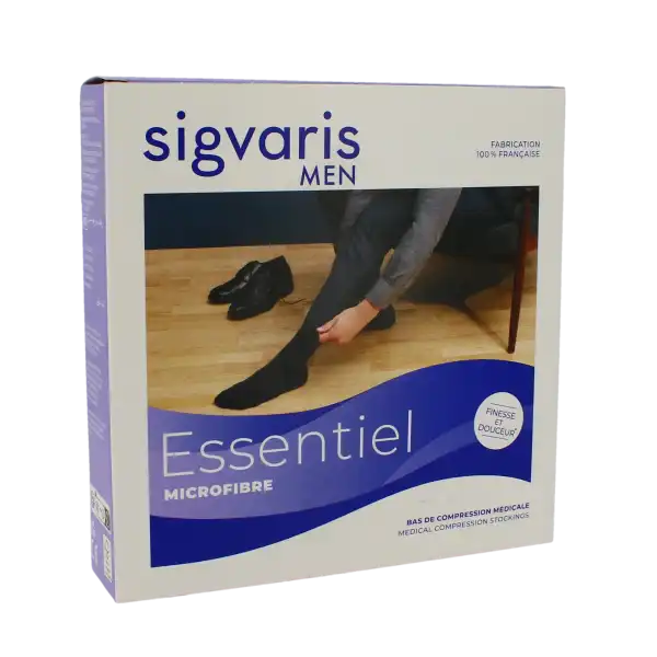 Sigvaris Essentiel Urban Microfibre Bas Auto-fixants Morpho Classe 2 Homme Noir Normal S