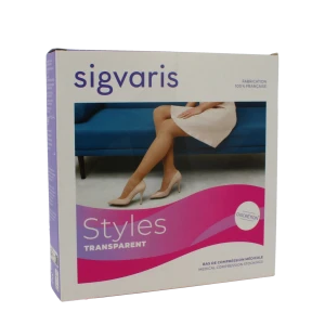 Sigvaris Styles Divin Eclat Transparent Bas Auto-fixants Classe 2 Femme Noir Normal S