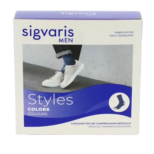 Sigvaris Styles Colors Chaussettes  Homme Classe 2 Bleu Medium Normal