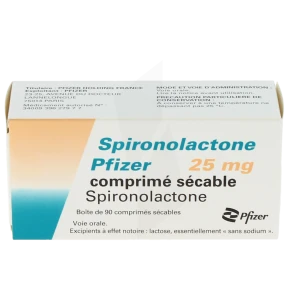 Spironolactone Pfizer 25 Mg, Comprimé Sécable