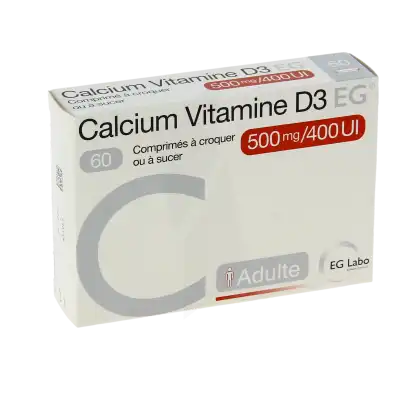 Calcium Vitamine D3 Eg 500 Mg/400 Ui, Comprimé à Croquer Ou à Sucer à FLEURANCE