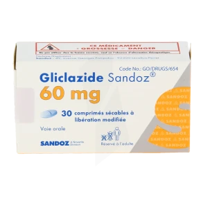 Gliclazide Sandoz 60 Mg, Comprimé Sécable à Libération Modifiée