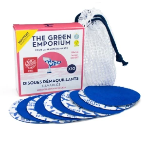 The Green Emporium Pack De 10 Lingettes Lavables & Réutilisables Avec Filet De Lavage